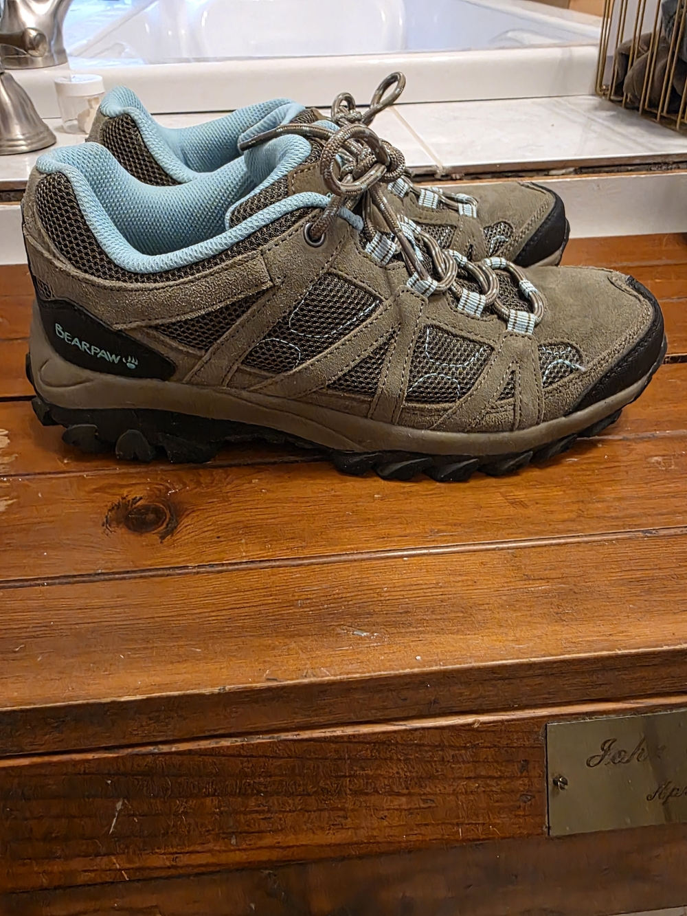 Bearpaw Women's Trail Hiker in Tan with Light Blue Lining